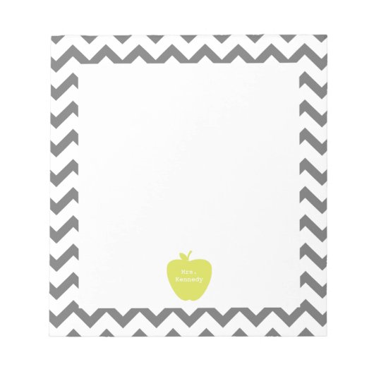 Gray Chevron Neon Apple leraar Notitieblok (Voorkant)