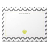 Gray Chevron Neon Apple leraar Notitieblok (Voorkant)