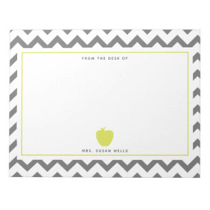 Gray Chevron Neon Apple leraar Notitieblok