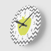 Gray Chevron Neon Apple leraar Ronde Klok (Hoek)