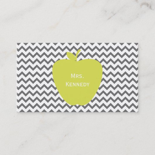 Gray Chevron Neon Apple leraar Visitekaartje (Voorkant)