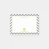Gray Chevron Neon Yellow Apple Teacher Post-it® Notes (Voorkant)