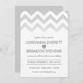 Gray Chevron Ombre Wedding Invitations Kaart (Voorkant / Achterkant)
