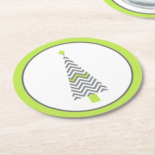 Gray Chevron - Onderzetters met kerstbomen (Gebogen)