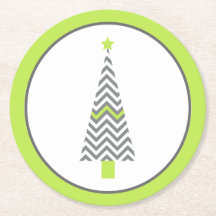 Gray Chevron - Onderzetters met kerstbomen
