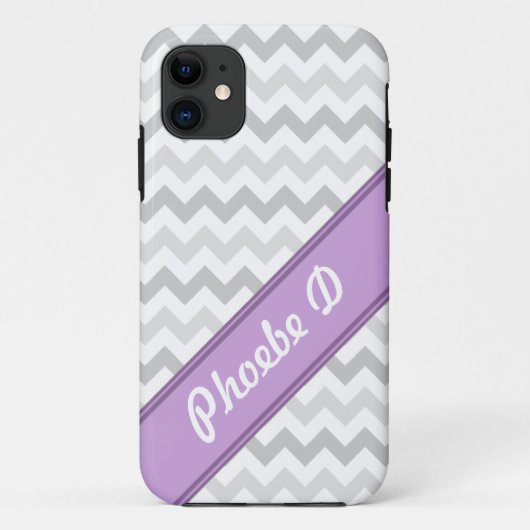Gray Chevron Paars gepersonaliseerd iPhone 5 Hoesj Case-Mate iPhone Case (Achterkant)