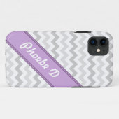 Gray Chevron Paars gepersonaliseerd iPhone 5 Hoesj Case-Mate iPhone Case (Achterkant (horizontaal))
