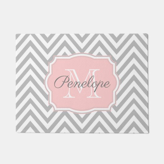 Gray Chevron Pattern Deurmat (Voorkant)
