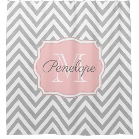 Gray Chevron Pattern Douchegordijn (Voorkant)