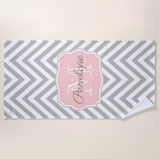 Gray Chevron Pattern Strandlaken (Voorkant)