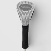 Gray Chevron Persoonlijk Golf Head Hoesje Golfheadcover (Voorkant)