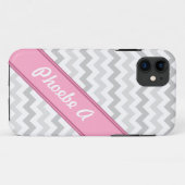Gray Chevron Pink gepersonaliseerd iPhone 5 Hoesje (Achterkant (horizontaal))