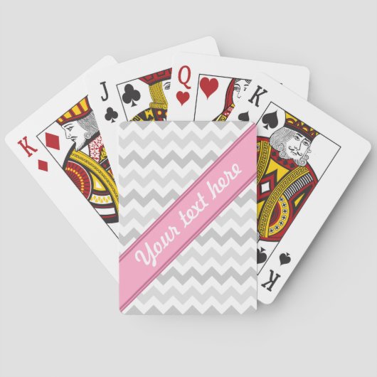 Gray Chevron Pink gepersonaliseerde speelkaarten (Achterkant)