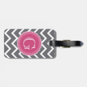 Gray Chevron Pink Monogram Bagagelabel (Achterkant horizontaal)