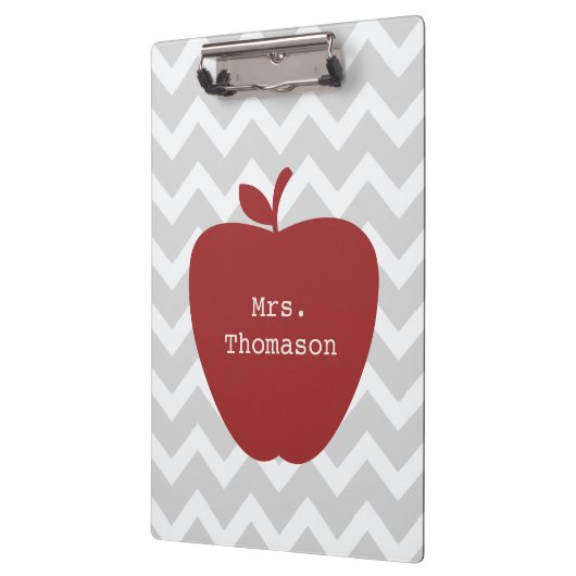 Gray Chevron Red Apple leraar klembord (Links)