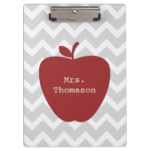 Gray Chevron Red Apple leraar klembord (Voorkant)