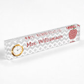Gray Chevron Red Chevron Apple Teacher Naambordje