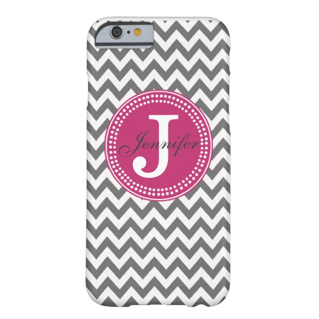 Gray Chevron & Roze Monogram iPhone 6 hoesje (Achterkant)