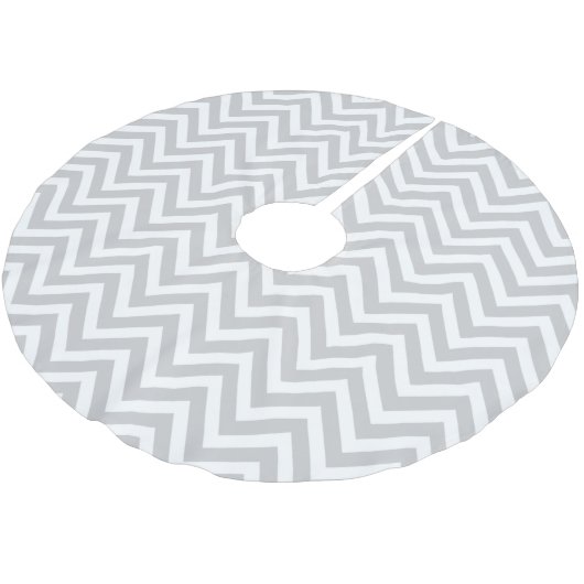 Gray Chevron Stripes Kerstboom Rok (Gekanteld)