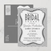 Gray Chevron Stripes Uitnodiging Briefkaart (Voorkant / Achterkant)