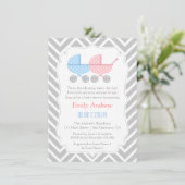 Gray Chevron Strollers Twins Baby shower Kaart (Staand voorkant)