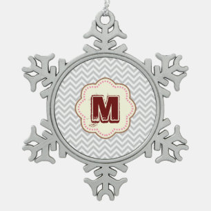 Gray Chevron Tin Sneeuwvlok Ornament