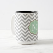 Gray Chevron Tweekleurige Koffiemok (Voorkant links)