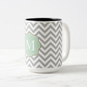 Gray Chevron Tweekleurige Koffiemok (Voorkant rechts)