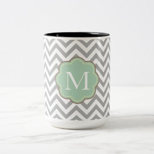Gray Chevron Tweekleurige Koffiemok