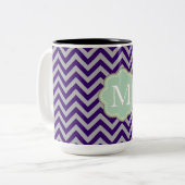 Gray Chevron Tweekleurige Koffiemok (Voorkant links)