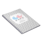 Gray Chevron Twin Stroller Advice voor mamma Notitieboek (Rechterzijde)