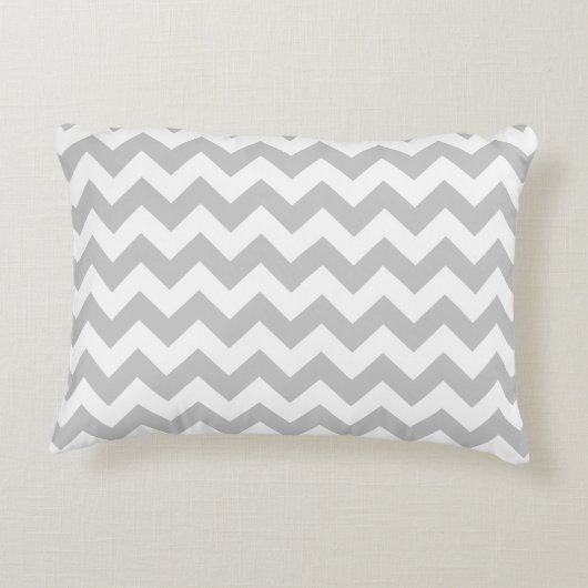 Gray Chevron Zig Zag Decoratief Kussen (Achterkant)