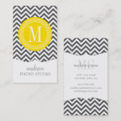 Gray Chevron Zigzag Gepersonaliseerd Monogram Visitekaartje (Voorkant / Achterkant)