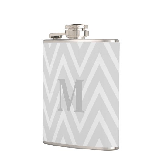 Gray Chevron Zigzag Monogram Flask Heupfles (Links)