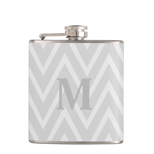 Gray Chevron Zigzag Monogram Flask Heupfles (Voorkant)