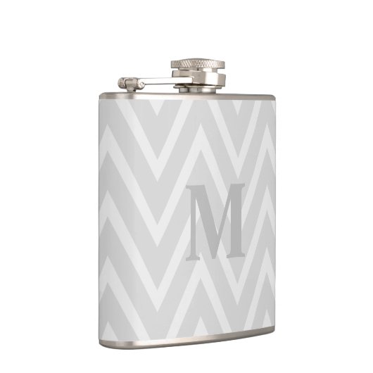 Gray Chevron Zigzag Monogram Flask Heupfles (Rechts)