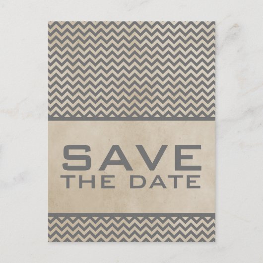 Gray Chic Chevron Save the Date Briefkaart (Voorkant)