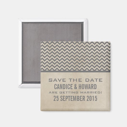 Gray Chic Chevron Save the Date Magnet (Voorkant / Achterkant)