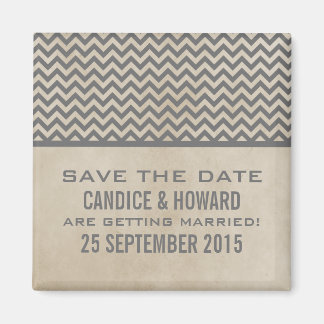 Gray Chic Chevron Save the Date Magnet