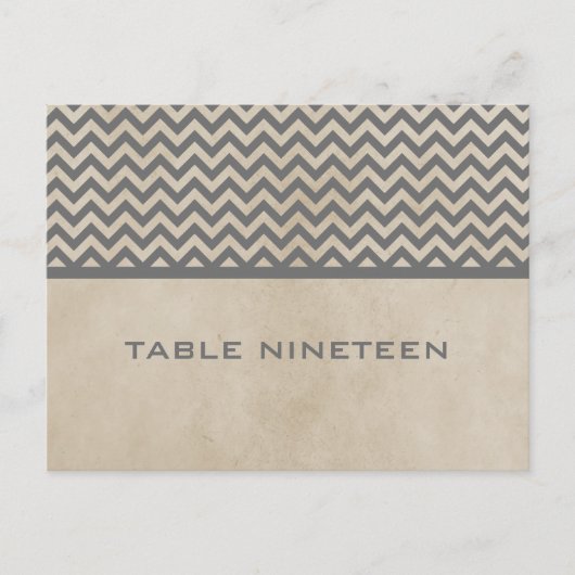 Gray Chic Chevron Table Number Briefkaart (Voorkant)