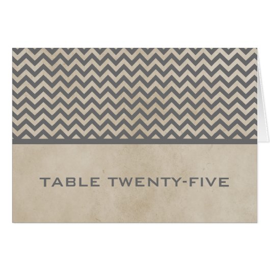 Gray Chic Chevron Table Number Kaart (Voorkant Horizontaal)