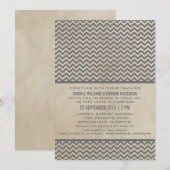 Gray Chic Chevron Wedding Invite Kaart (Voorkant / Achterkant)