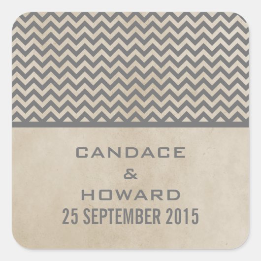 Gray Chic Chevron Wedding Stickers (Voorkant)