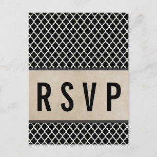 Gray Chic Quatrefoil RSVP Briefkaart