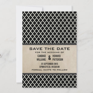 Gray Chic Quatrefoil Save the Date Invite