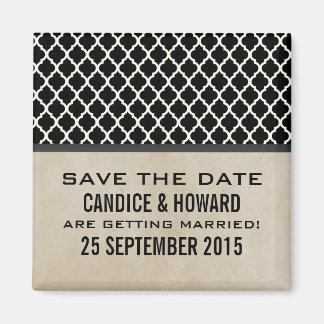 Gray Chic Quatrefoil Save the Date Magnet