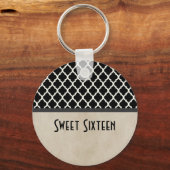 Gray Chic Quatrefoil Sweet 16 Sleutelhanger (Voorkant)