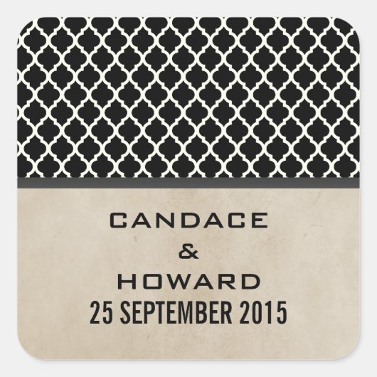 Gray Chic Quatrefoil Wedding Stickers (Voorkant)