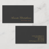 Gray Chic Script Trend Stylish Agent Visitekaartje (Voorkant / Achterkant)