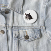 Gray Chinchilla Cute in Blanket Ronde Button 5,7 Cm (In situ)